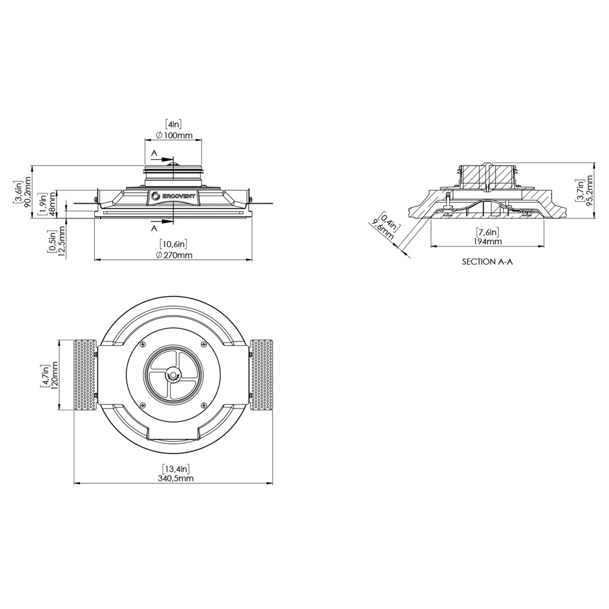 ErgoVent RONDO flush mounted air valve round 100mm - Coanda Effect - Image 9