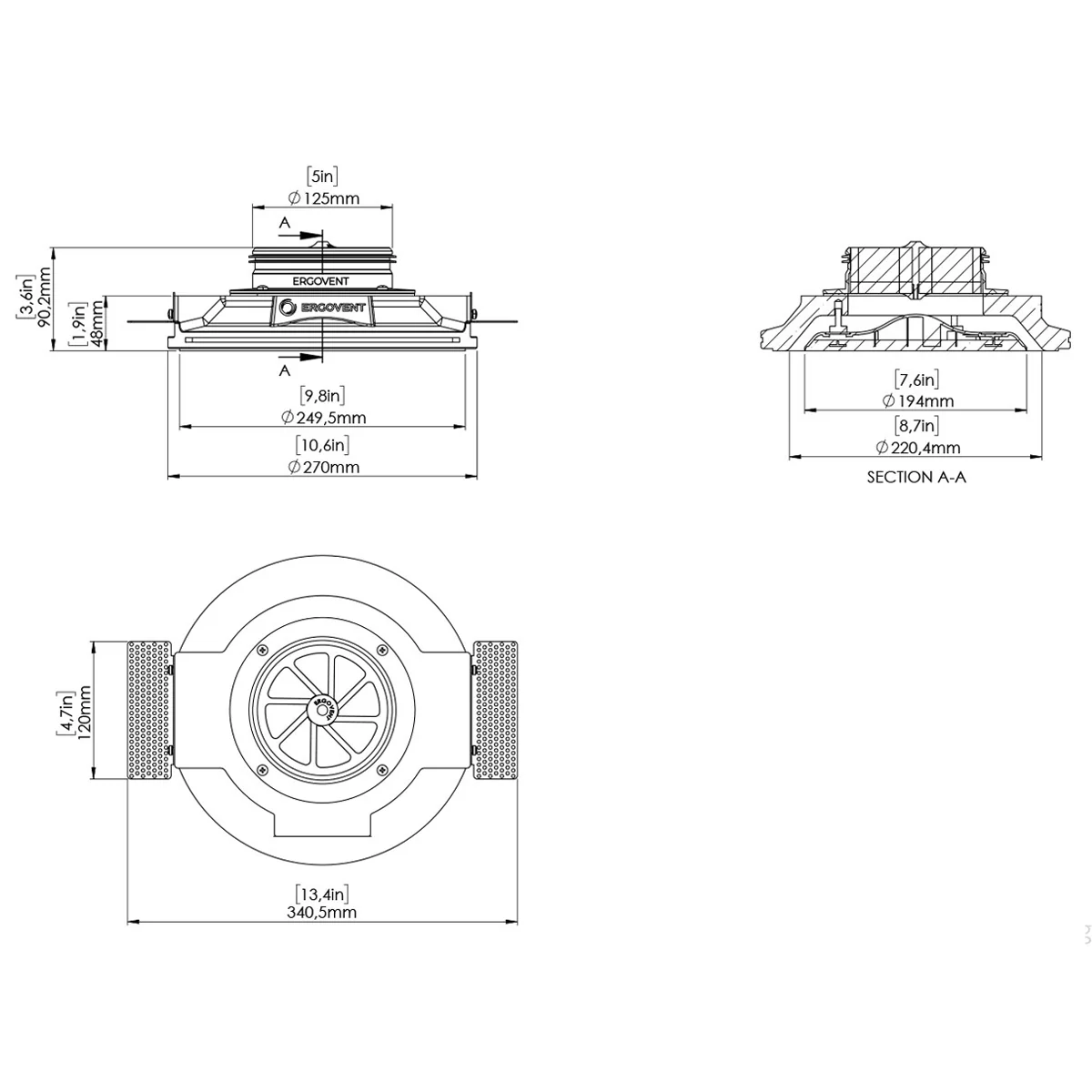 ErgoVent RONDO flush mounted air valve round 125mm - Coanda Effect - Image 9